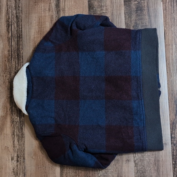 Woolrich Giant Buffalo Plaid Wool Bomber Jacket Size Medium In Blue & Brick Red - Picture 7 of 10